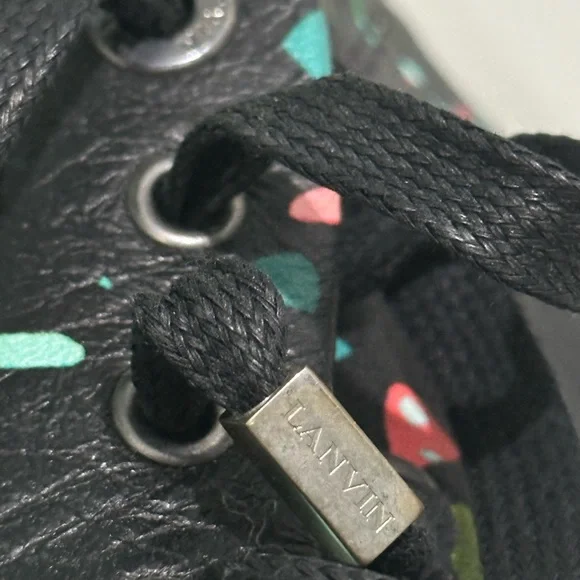 LANVIN black confetti splatter paint mens 6